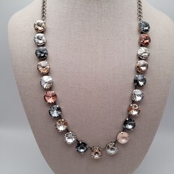 Earth Tones Rivoli Rhinestone Sabika Style 21 Inch Tennis Necklace - Picture 1 of 12